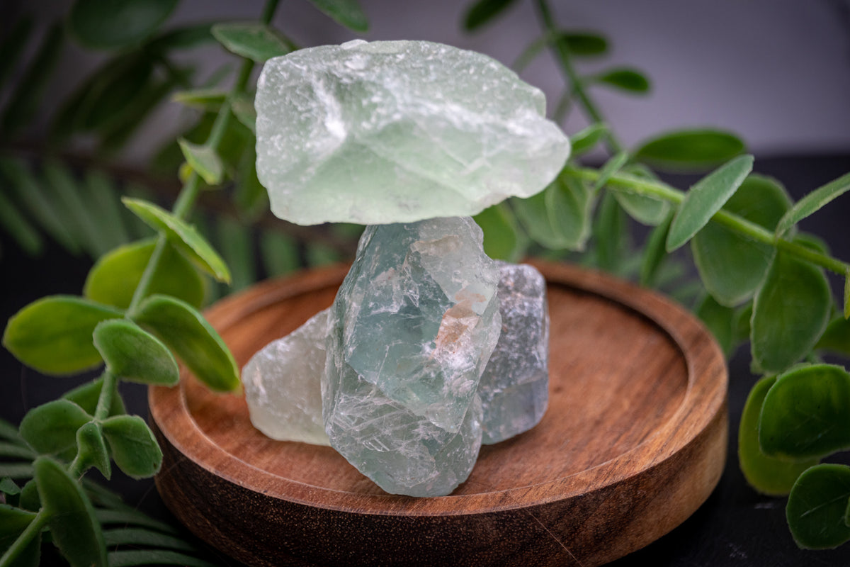 Green fluorite raw stone