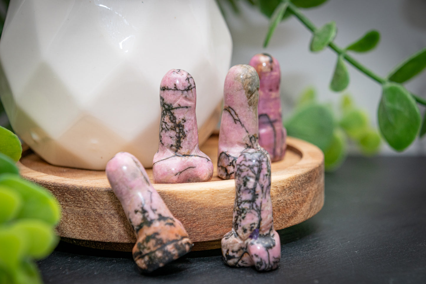 Rhodonite phallus carving