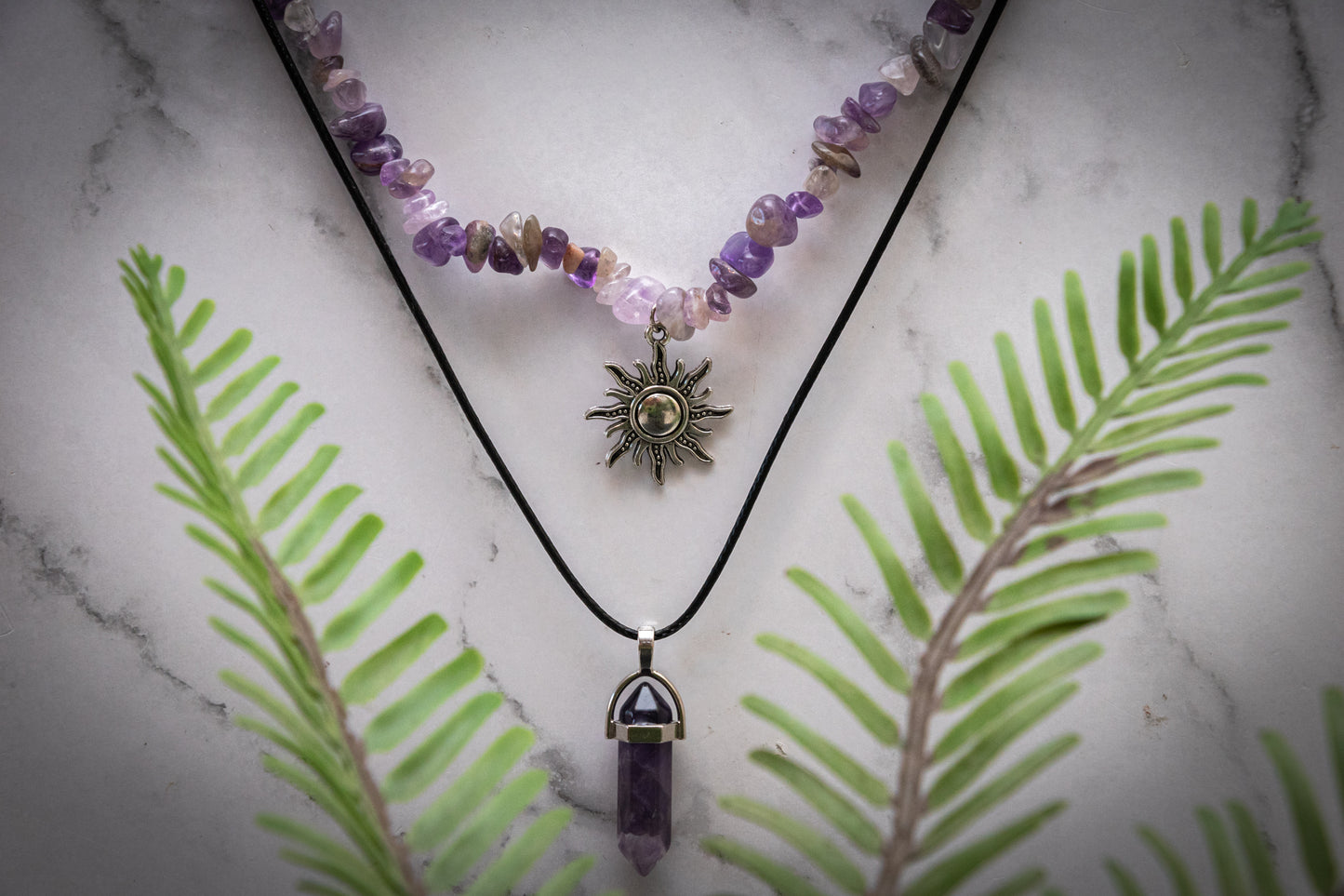 Amethyst sun stack – Choker & pendant necklace