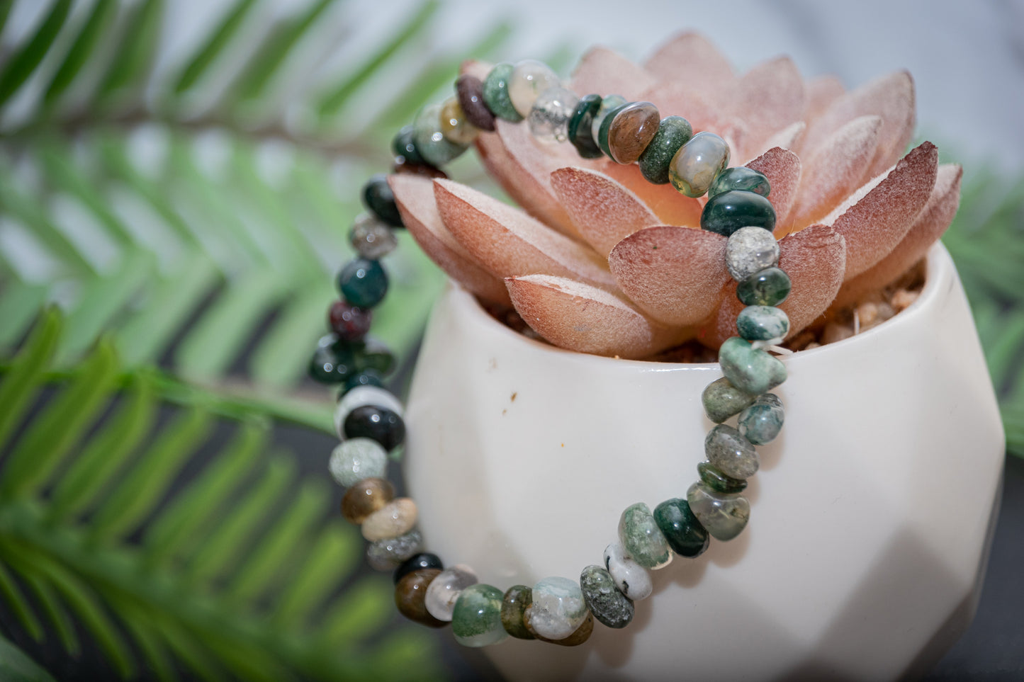 Moss agate chip bracelet