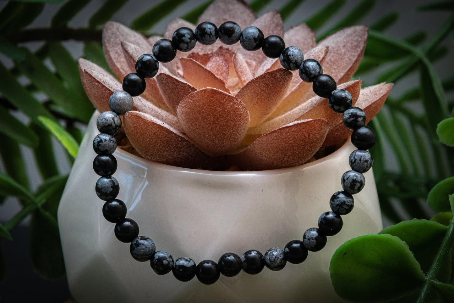 CHILDREN’s snowflake obsidian 4mm power bracelet