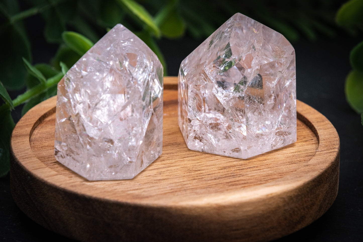 Fire and ice Quartz polished point