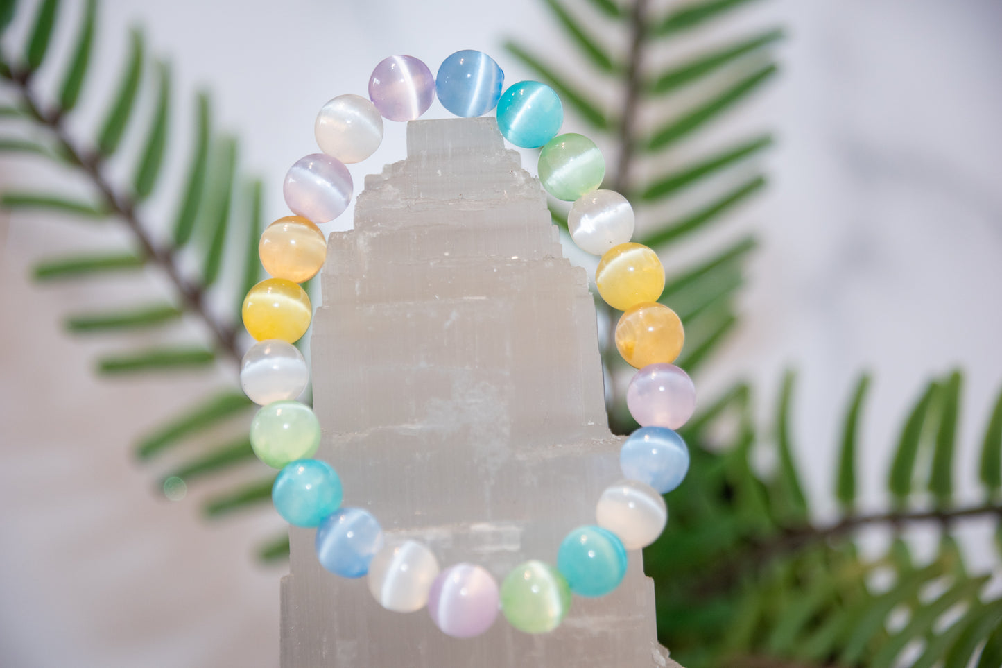 Rainbow selenite (satin spar) power bracelet