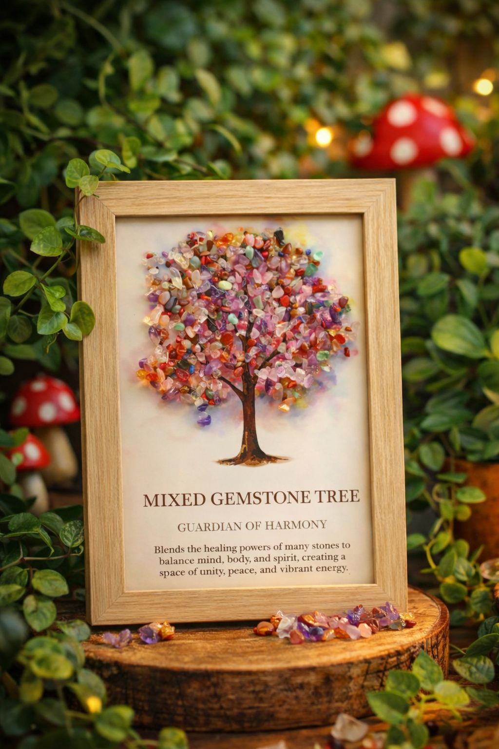 Mixed gemstone tree of life picture frame