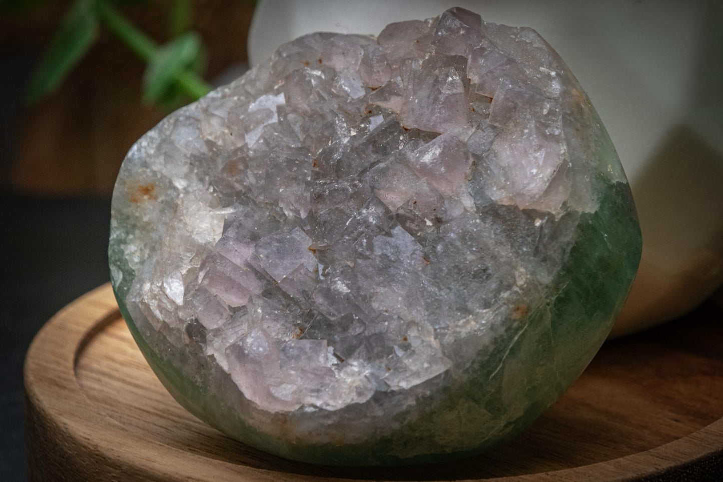 Half polished green fluorite chunk