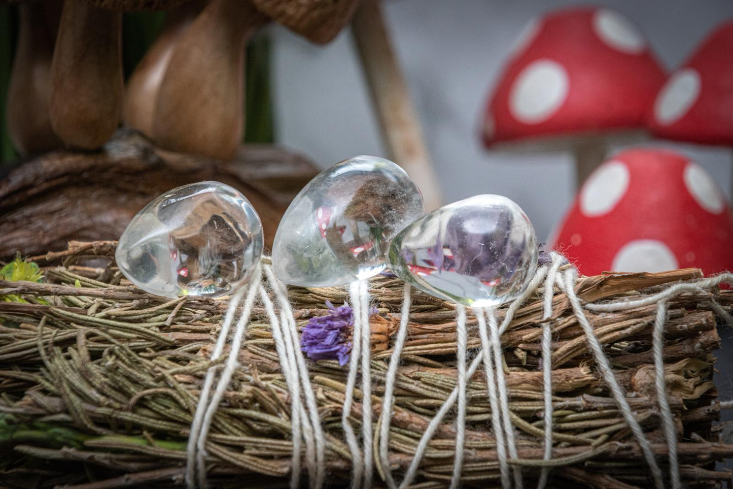Clear quartz tear drop egg carving