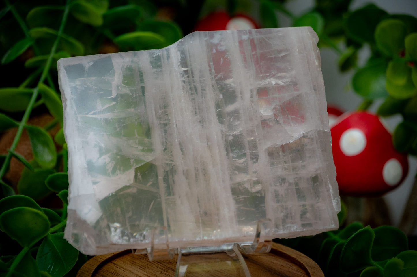 Translucent rose quartz slice