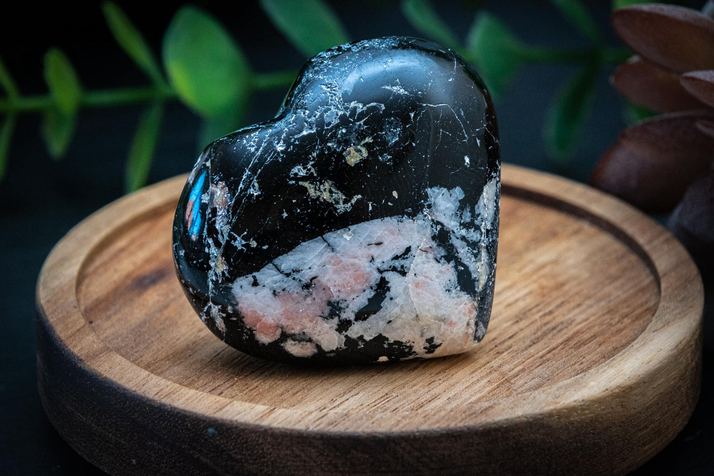 Black tourmaline heart carving