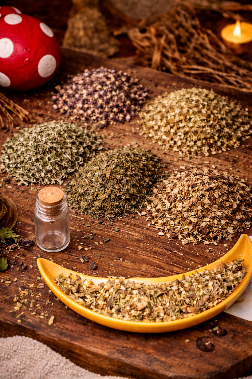 Cauldron Corner- 5 herbs & a mini spell jar