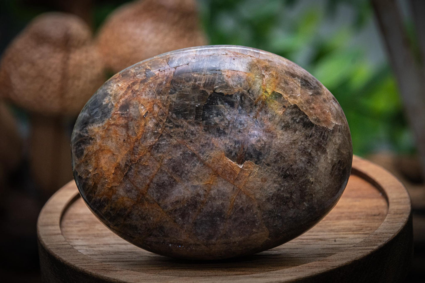 Black Moonstone palm stone