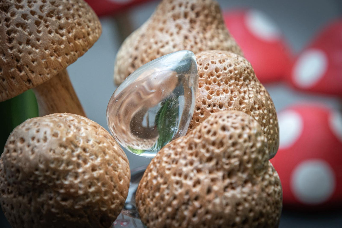 Clear quartz tear drop egg carving