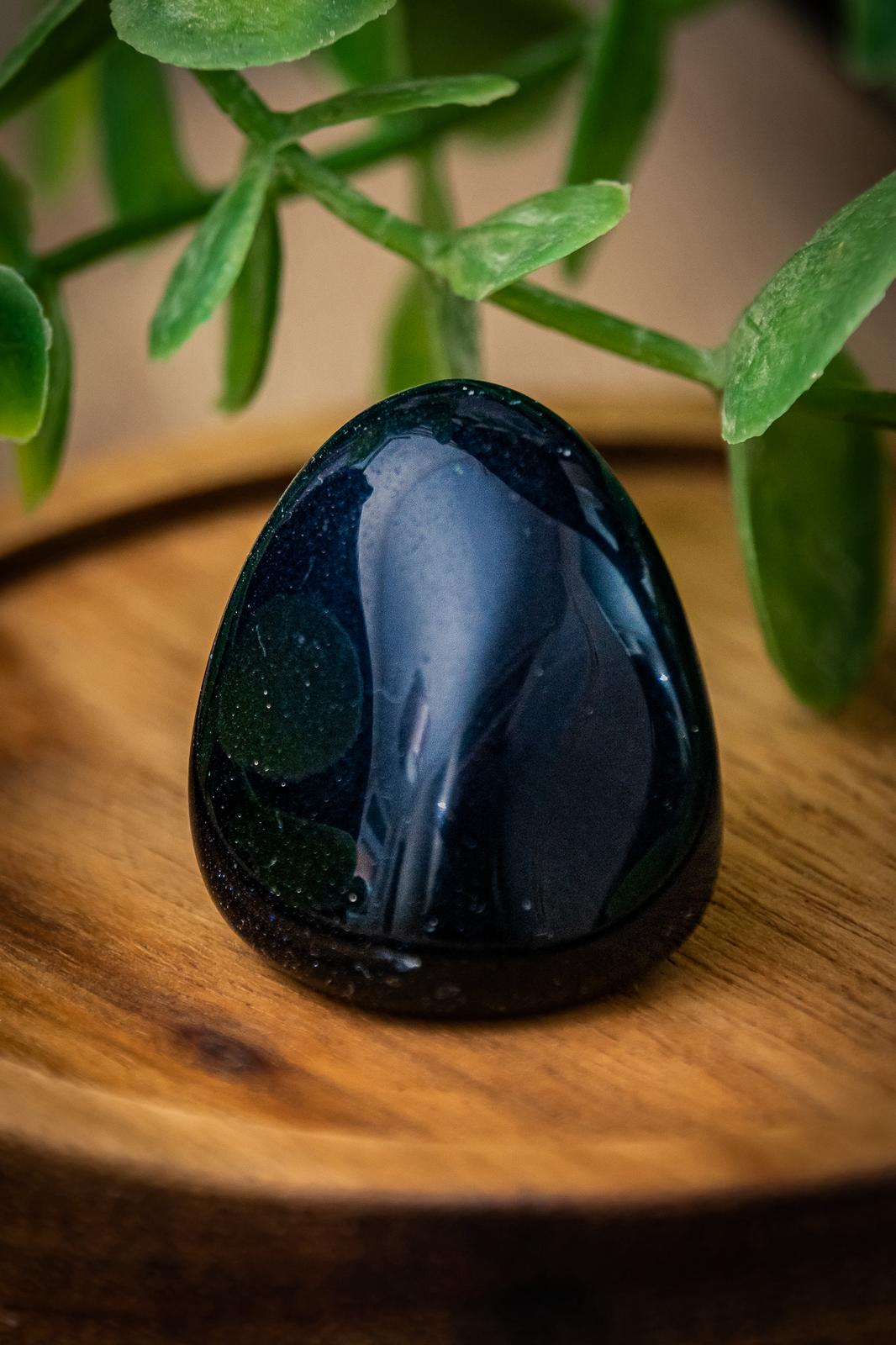 Blue Goldstone (man made) tumblestone
