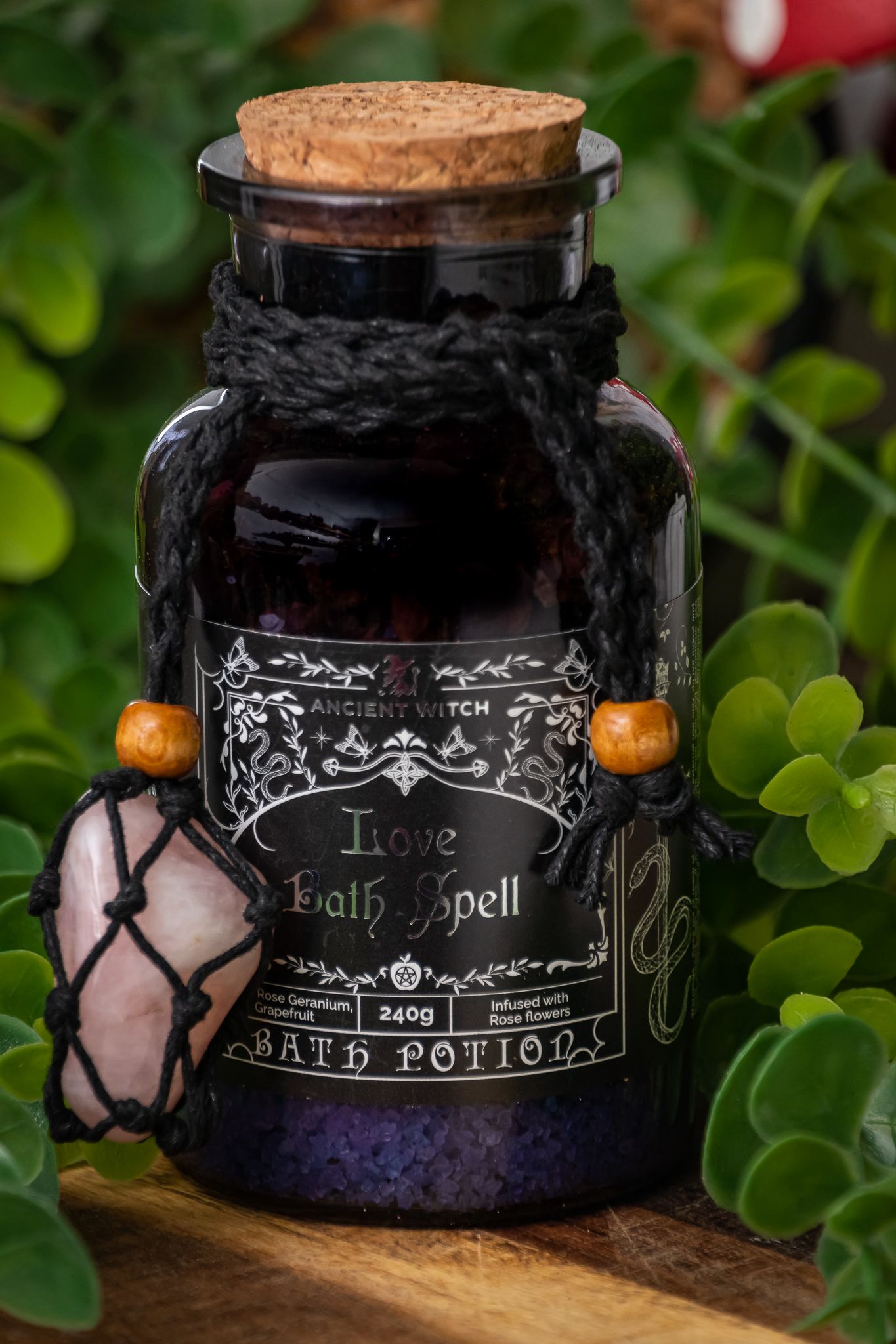 Love bath spell with Rose Quartz amulet