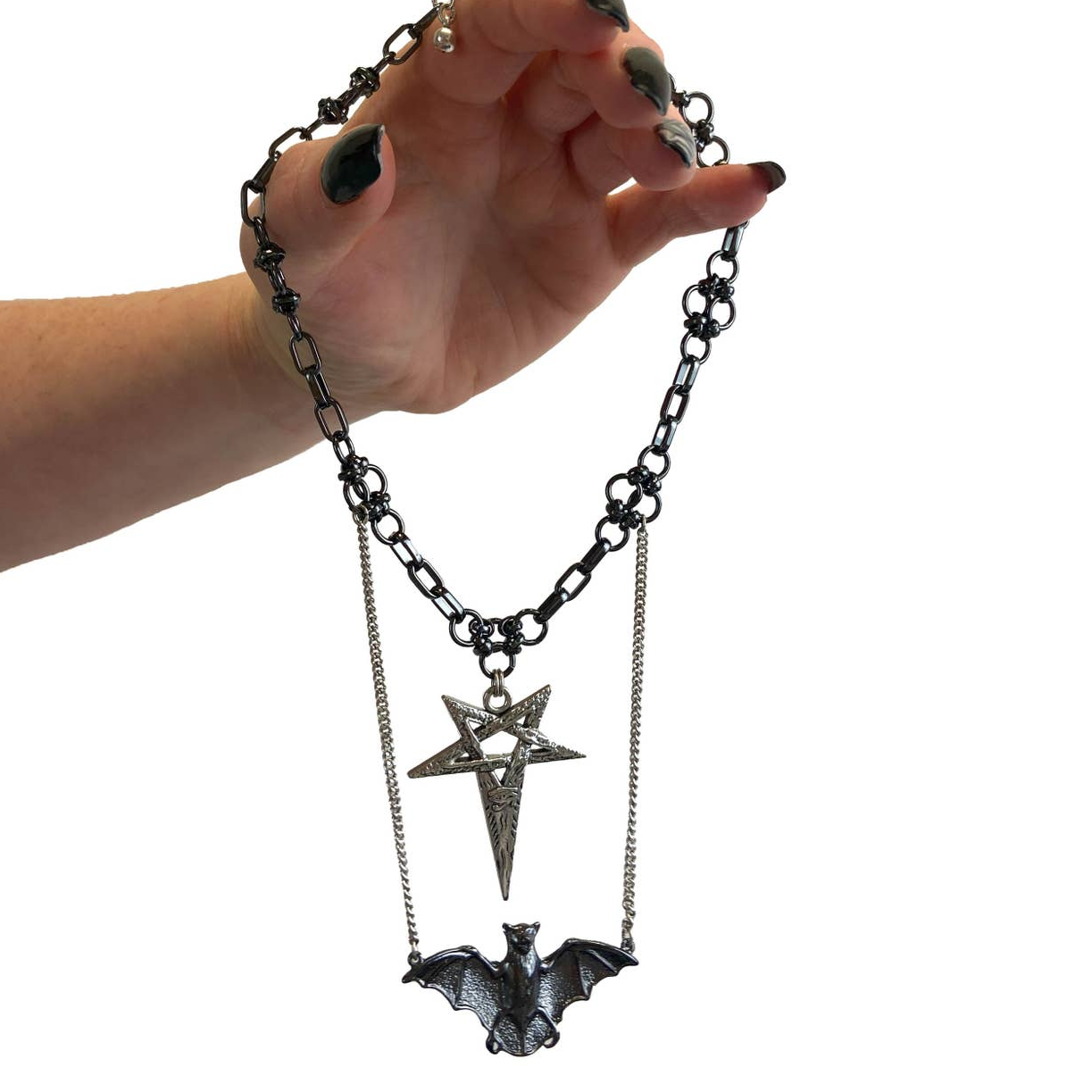Two row Bat & eye of Horus statement choker necklace