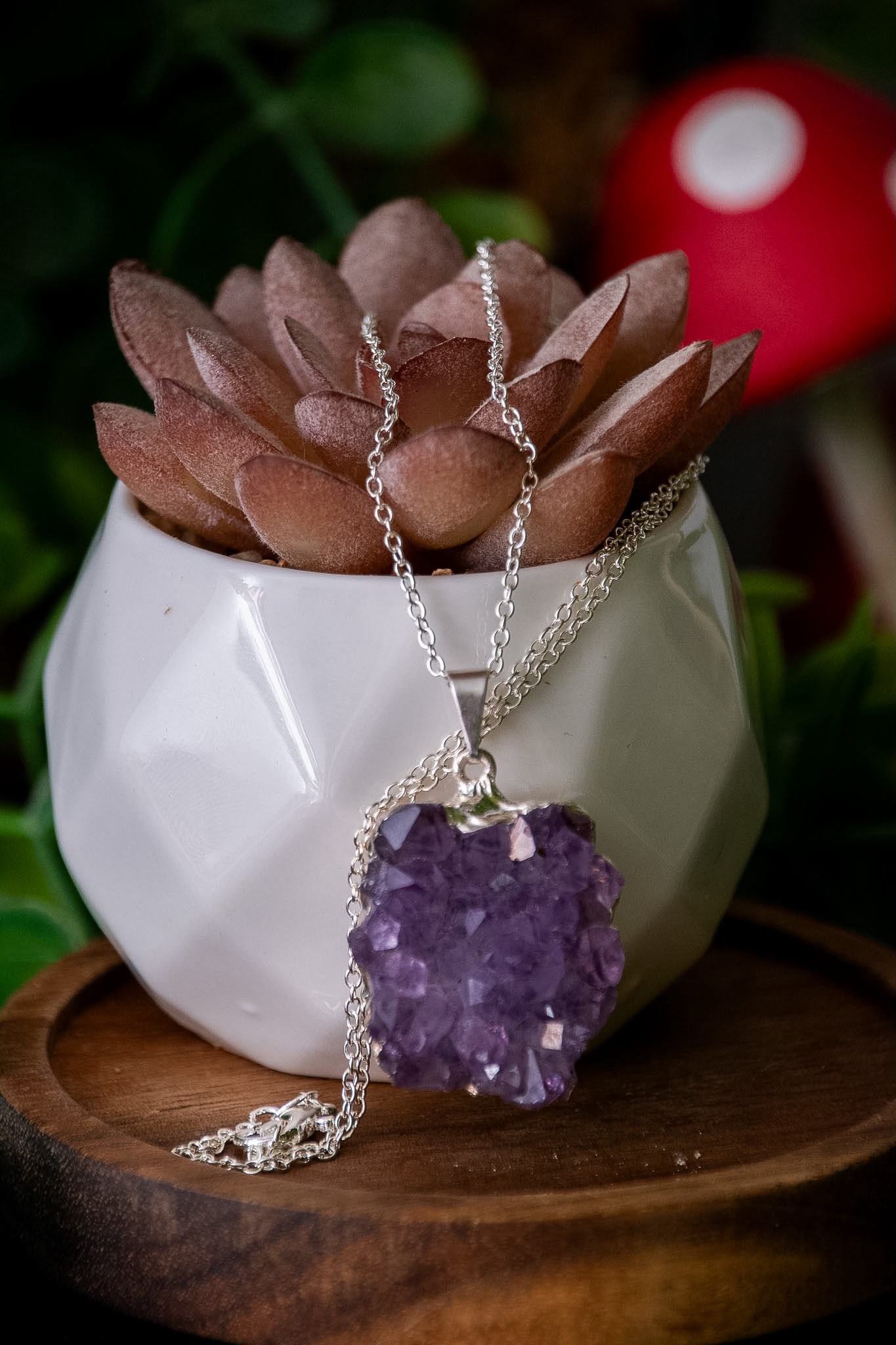 Amethyst druzy necklace
