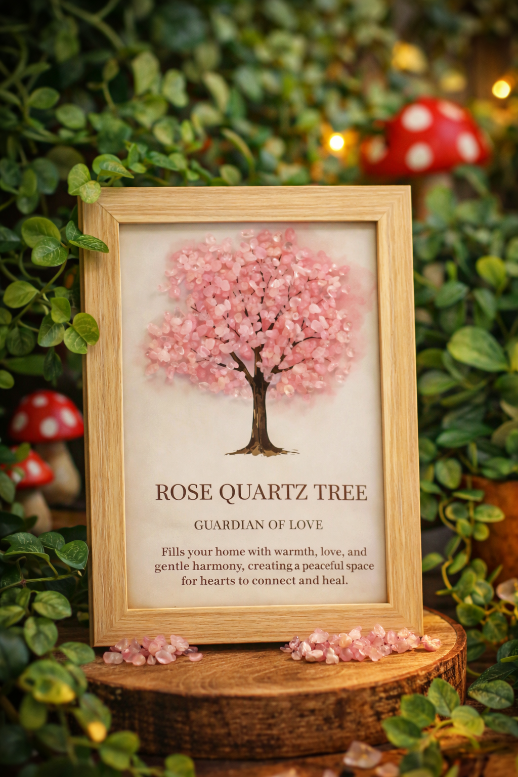 Rose quartz tree of life picture frame