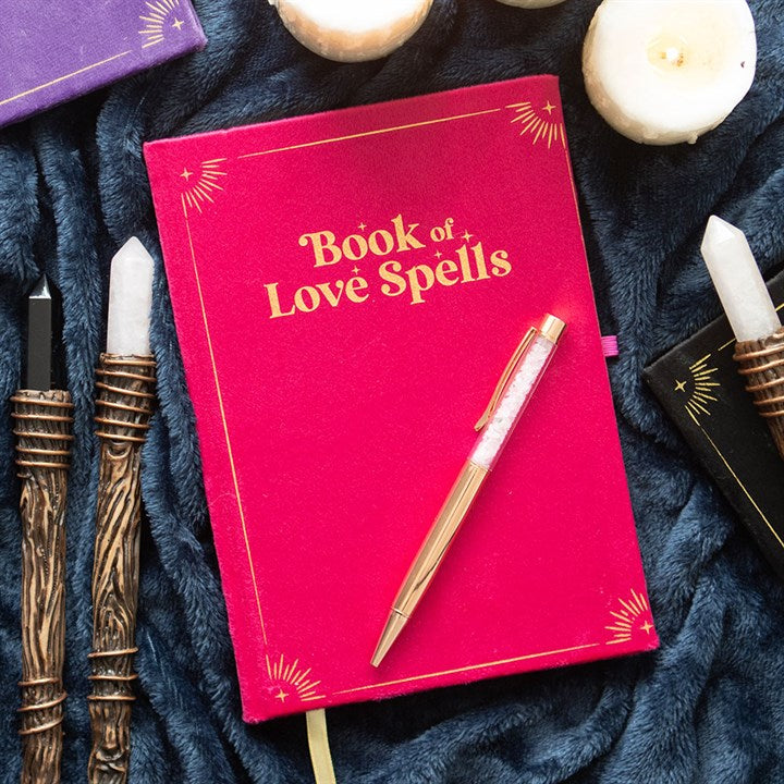 Book of Love Spells notebook with Rose Quartz pen