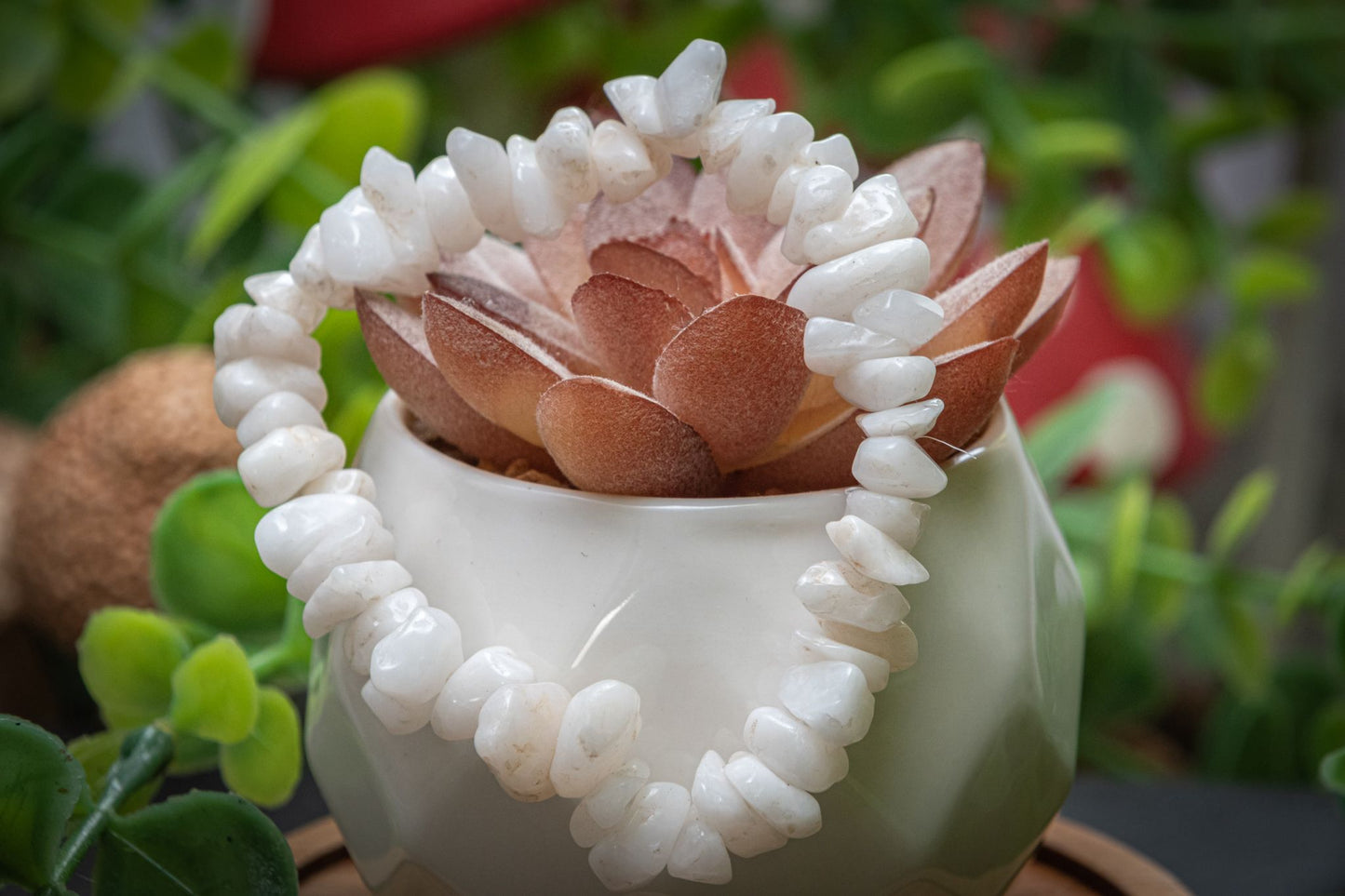 White jade chunky chip bracelet