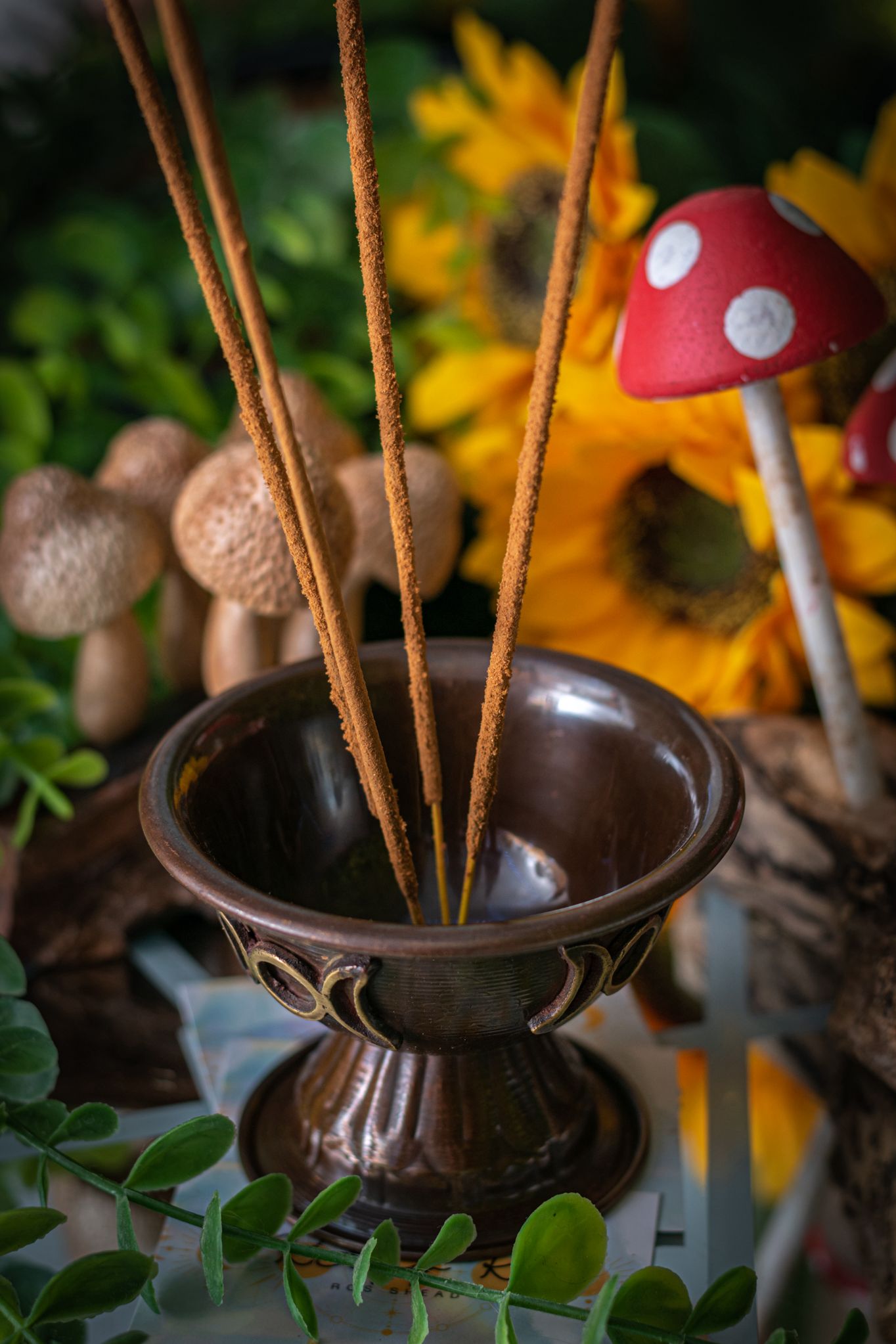 Antique copper ritual chalice triple moon - 10x8cm