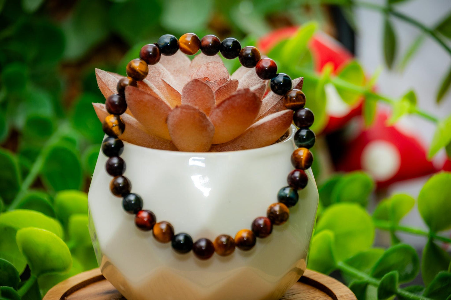 Red, Blue & Yellow Tiger’s Eye 6mm bead power bracelet