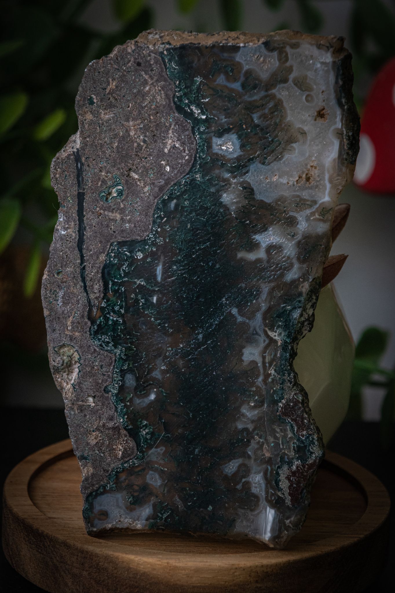 Moss agate slice