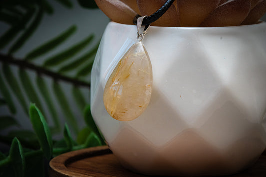 Rutilated Quartz Teardrop necklace