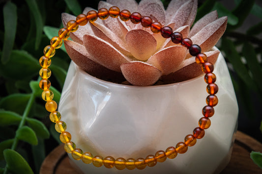Amber 4mm mini bead bracelet