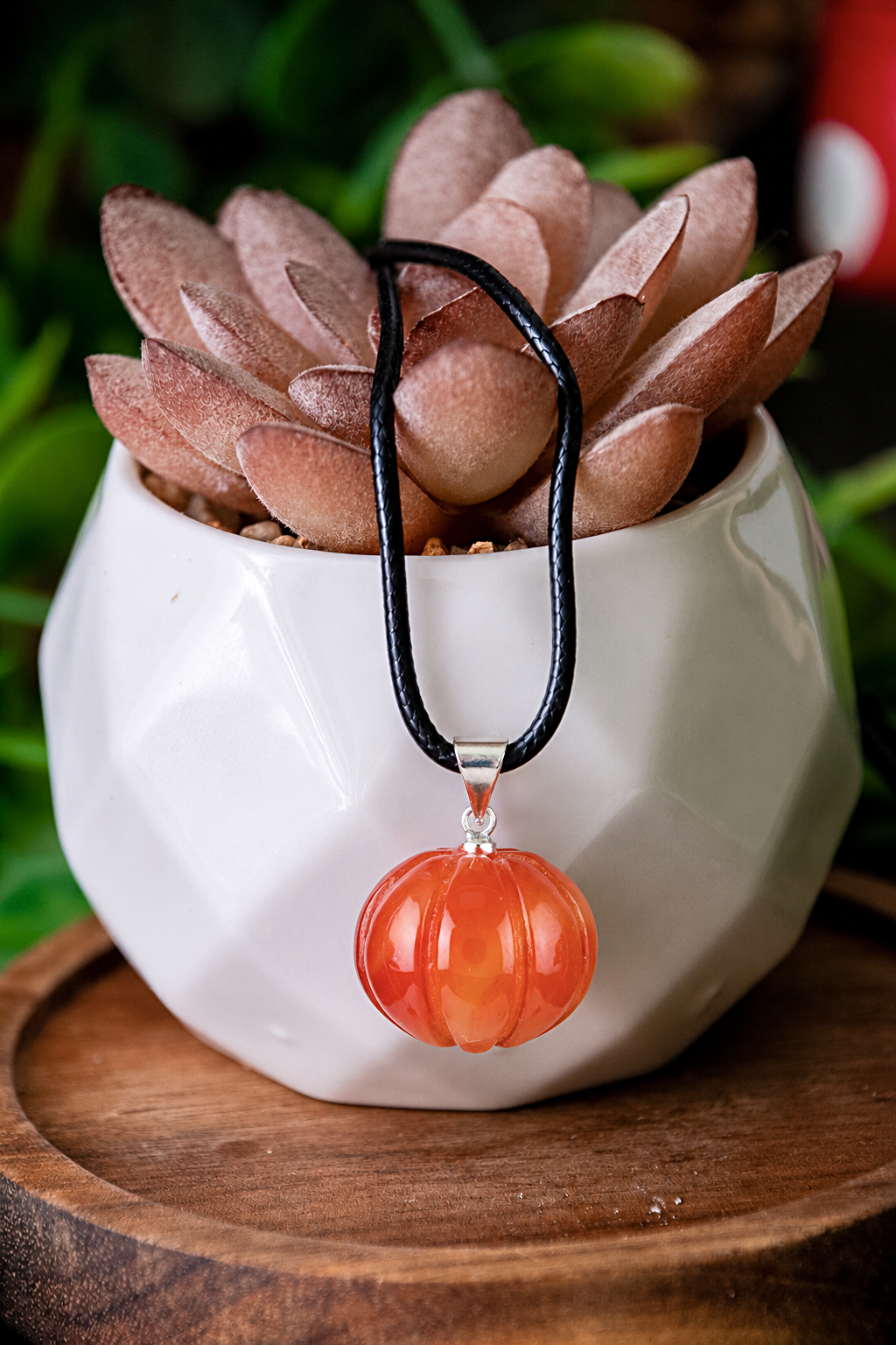 Carnelian pumpkin necklace