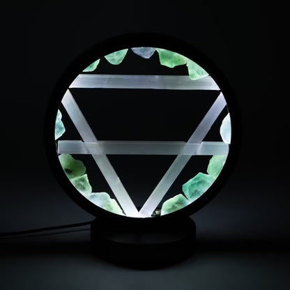 Earth element halo lamp - Aventurine & Selenite (satin spar)
