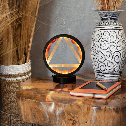 Fire element halo lamp - Carnelian & Selenite (Satin Spar)