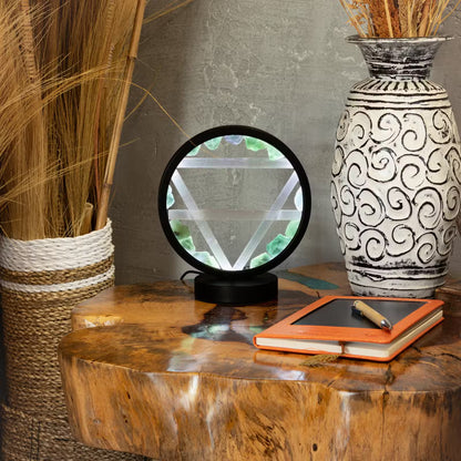 Earth element halo lamp - Aventurine & Selenite (satin spar)