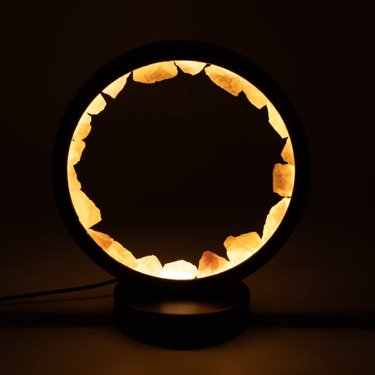Rose quartz halo lamp
