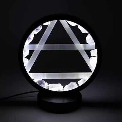 Air element halo lamp - Clear Quartz & Selenite (satin spar)