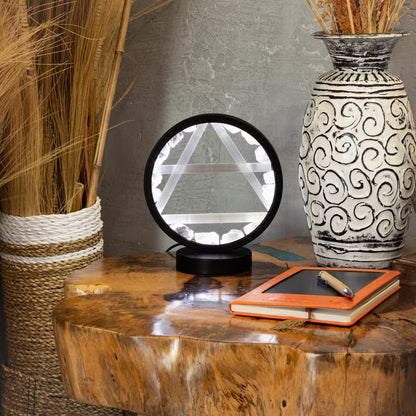 Air element halo lamp - Clear Quartz & Selenite (satin spar)