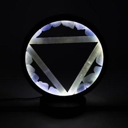 Water element halo lamp - Aquamarine & Selenite (satin spar)