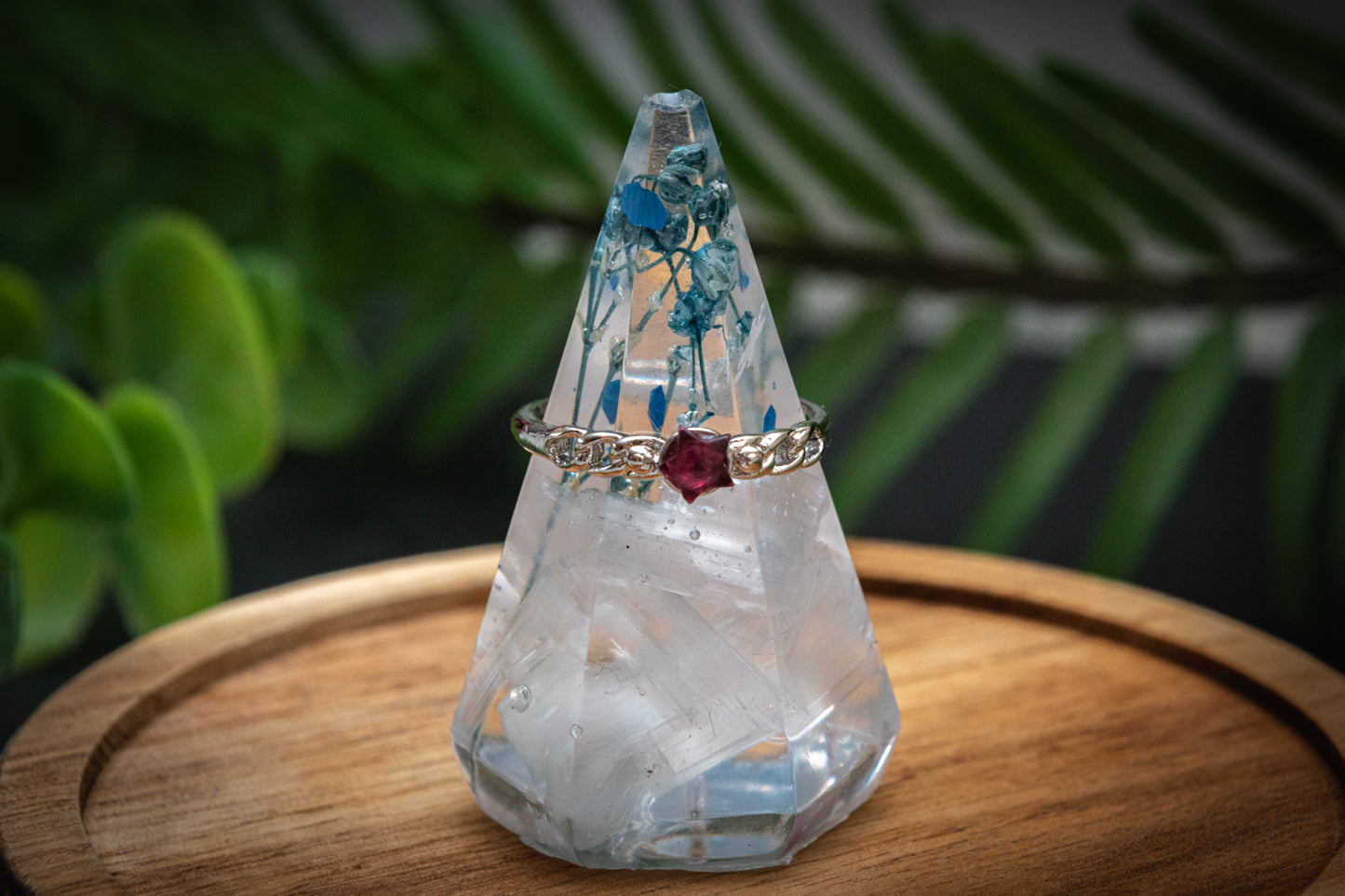 Mini tourmaline star adjustable ring