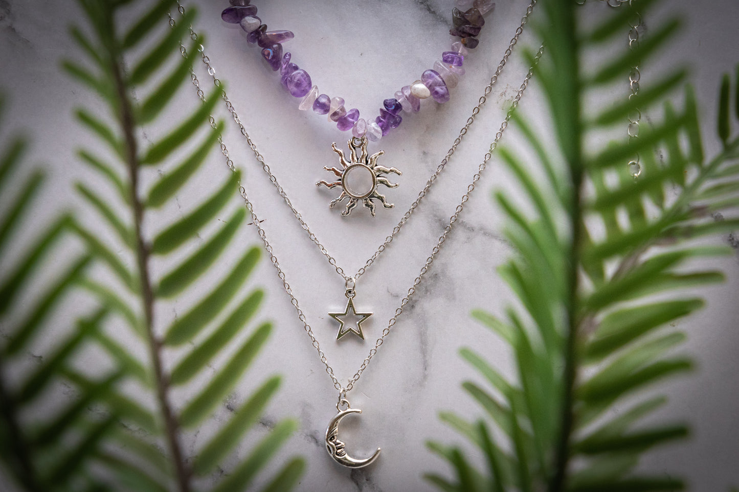 Amethyst celestial triple stack – Choker & layered necklace set