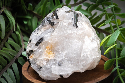 Green tourmaline in rough quartz chunk