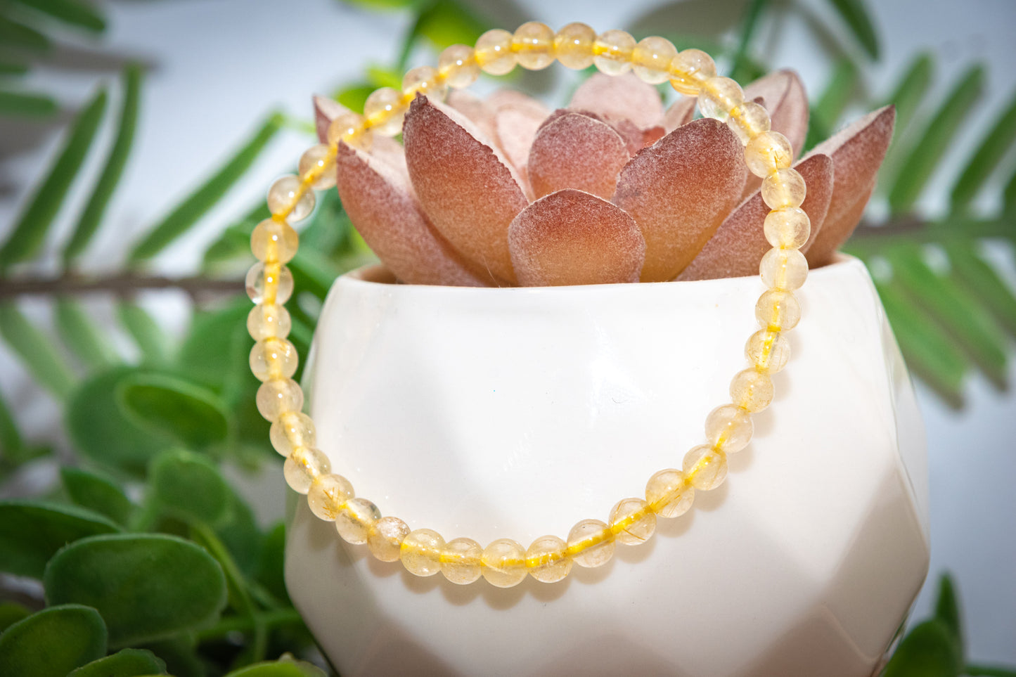 4mm Golden rutile mini bead power bracelet