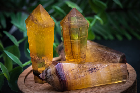 Yellow fluorite scepter wand