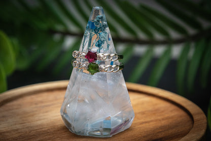 Mini tourmaline star adjustable ring