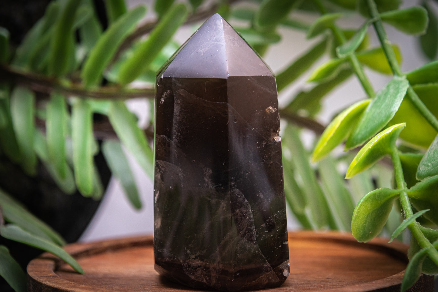 Dark morian smoky quartz tower