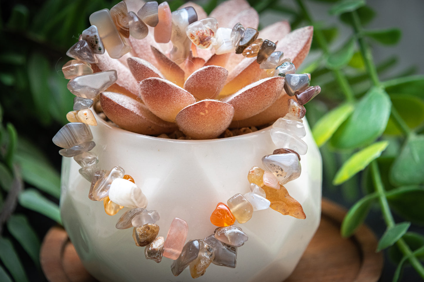 Mixed agate chip bracelet