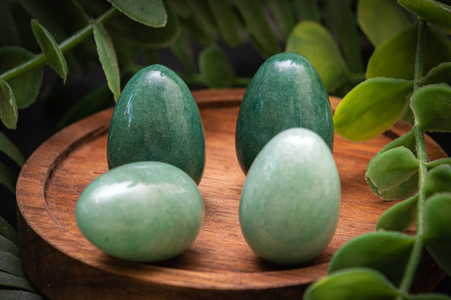 Green aventurine egg carving