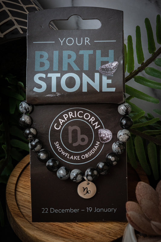 Capricorn snowflake obsidian power bracelet
