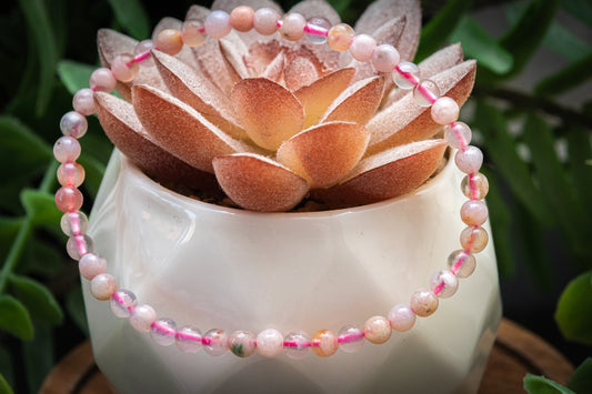 Flower agate 4mm mini bead bracelet