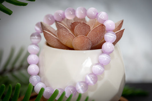 Lilac (dyed) selenite (satin spar) power bracelet
