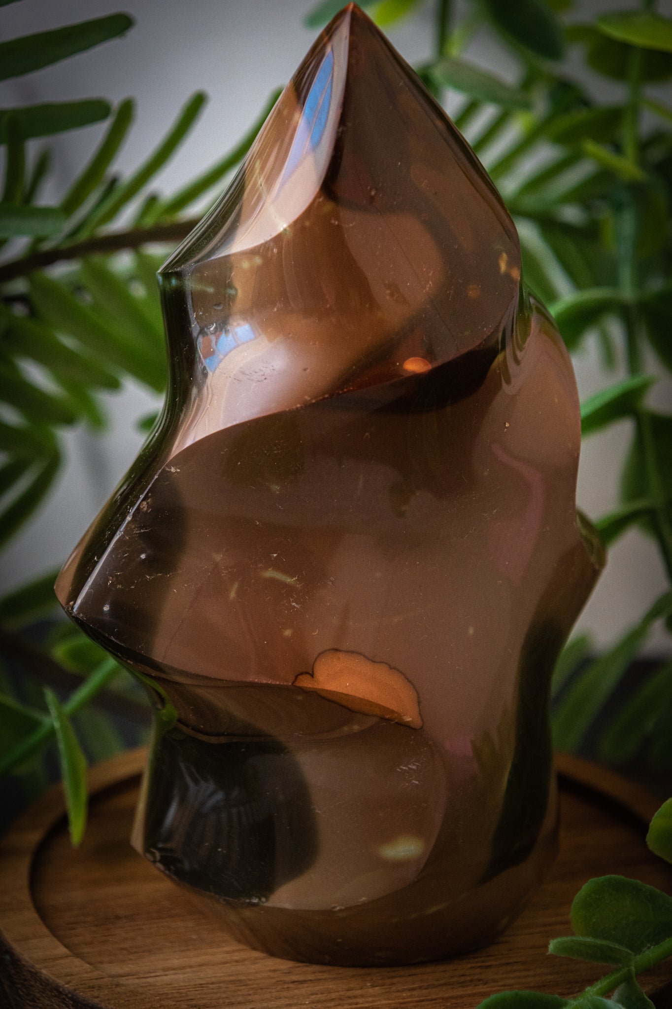 Large polychrome Jasper flame carving