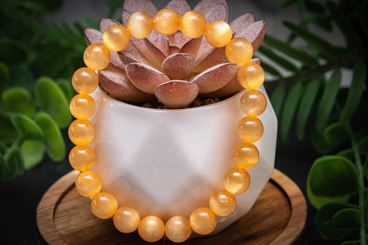 Yellow (dyed) selenite (satin spar) bracelet