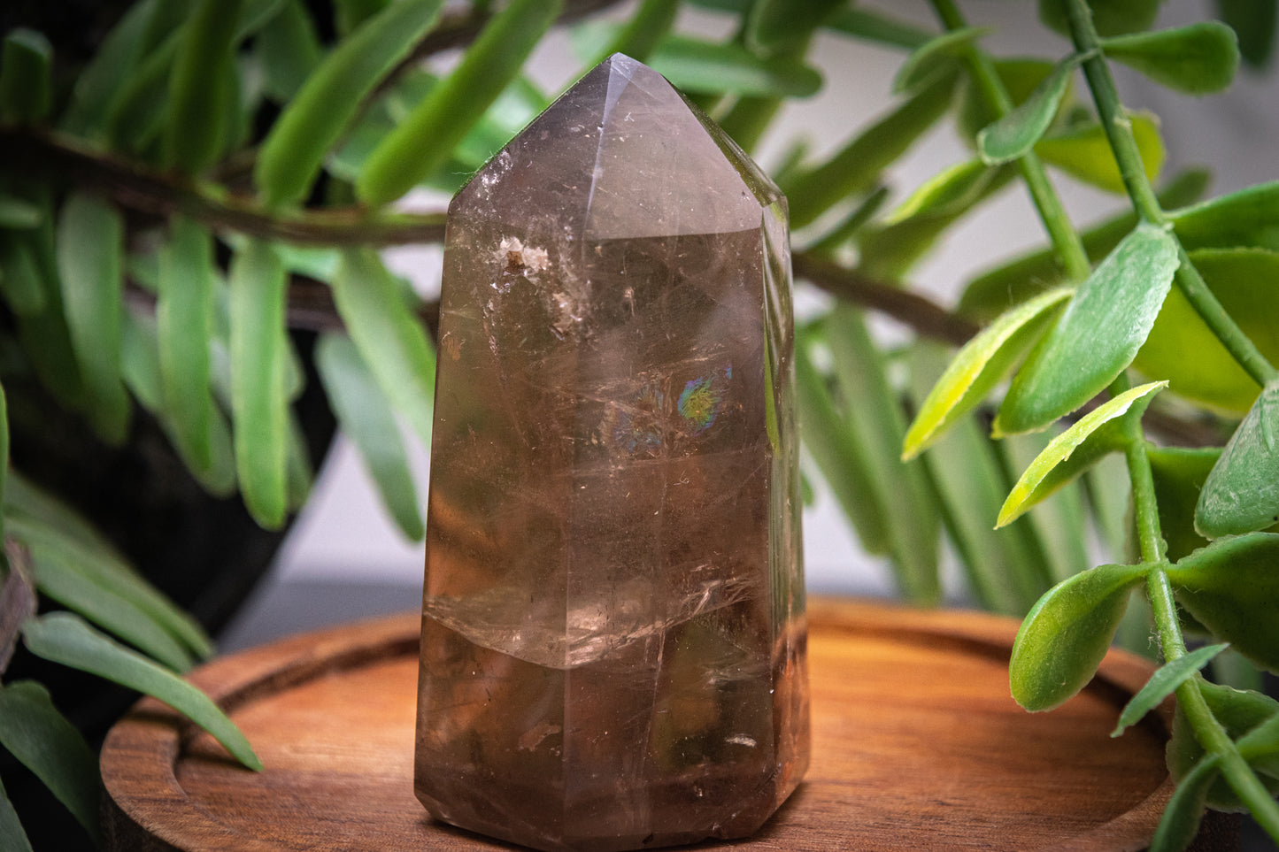 Dark morian smoky quartz tower